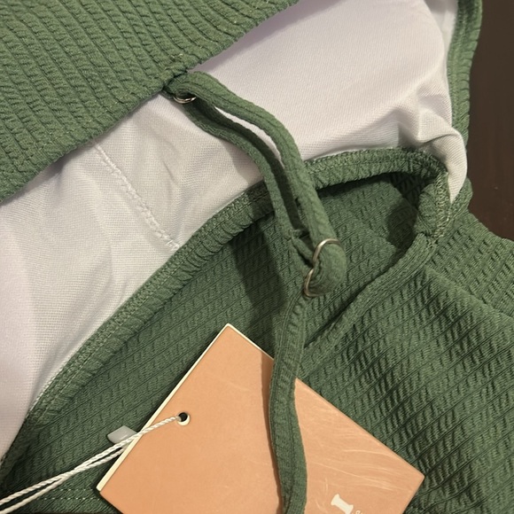 High Waisted Crop Top Ribbed Bikini Set New Army Green Size L - Picture 10 of 10